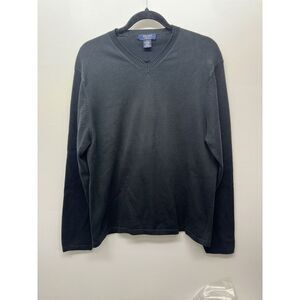 Brooks Brothers Merino Wool Sweater V-Neck Knit Pullover Medium Men‎ Blue #30